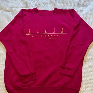 Vintage Pink Paris France Graphic Sweatshirt Size Large